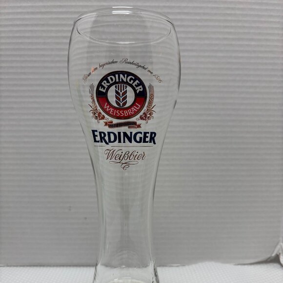 ERDINGER WEISSBRAU BEER GLASSES 20 OZ - 10" Tall Gold Etching - 2143 - Picture 1 of 6